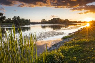 Lake Jarun at cloudy sunset, Zagreb