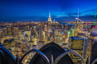 New York City panoramaat night, Top of the Rock Observation Deck, Rockefeller Center