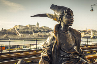 The Little Princess statue by the Danube in Budapest