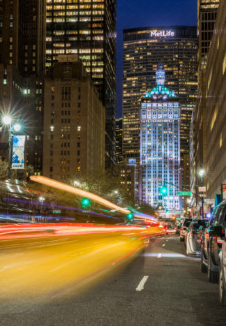 Park avenue at night, Met Life building, New York