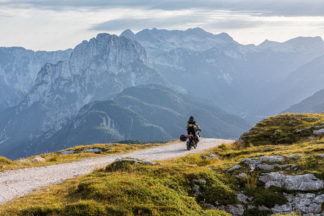 Off road adventure with motorcycle in Slovenian alps