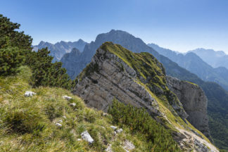 Julian alps in Slovenia, a view to Prisojnik peak in the background