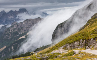 Rain clouds in Julian alps in Mangart, Slovenia