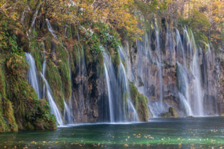 Waterfalls in National Park Plitvice lakes in Croatia, long exposure