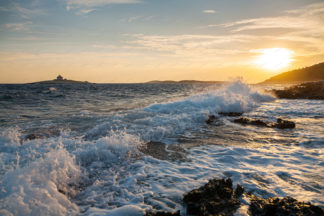 Island Hvar sunset, Lighthouse Pokonji dol