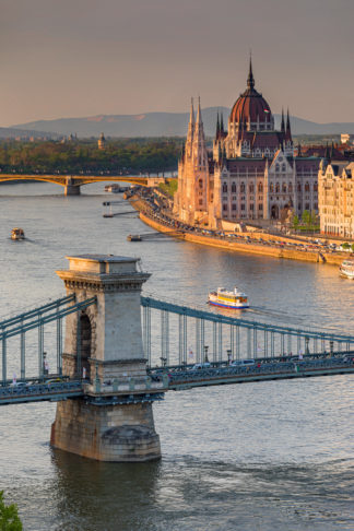 A view to Pairlament building in Budapest and Chain bridge in front