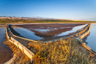 Salt pans in island Pag in Croatia