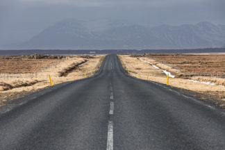 Asphalt road on Iceland in winter