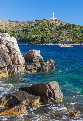 Lastovo lighthouse on the hill