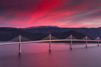 Peljesac bridge sunset