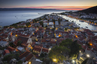 Omis town in Dalmatia at sunset