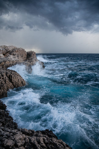 Waves splashing roch, island Hvar