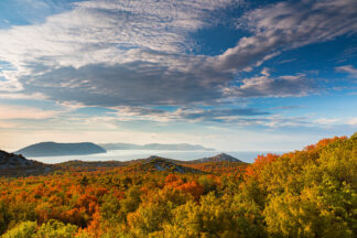 North Croatian coast in autumn, a view to the island of Krk in a distance