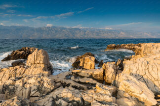 View to the Velebit mountain from the Pag island