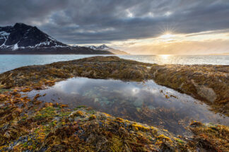 Norway Grotfjord, sunset at the beach