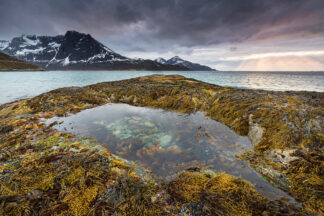 Norway Grotfjord, sunset at the beach