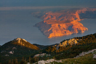 A view from the Velebit mountain to island Krk