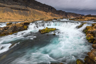 Waterfalls near the Pjodvegur in the Southern Region of Iceland