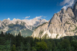 Julian alps in Slovenia. View to Skrlatica and Spik mountain tops
