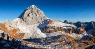 Mangart mountain peak snow covered