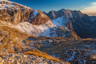 Mangart mountain pass in Julian alps in Slovenia