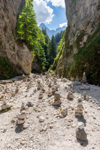 Stacked Rocks in canyon of Martuljek stream in Slovenia, Kranjska Gora