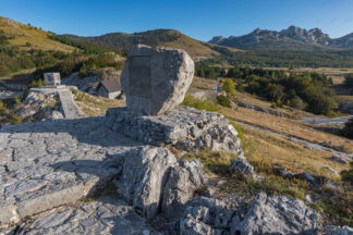 Kubus (Ura) monument in Baske Ostarije, Lika in Croatia