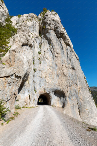 Tunnel on the road in the middle Velebit (Dabar road), Lika Croatia