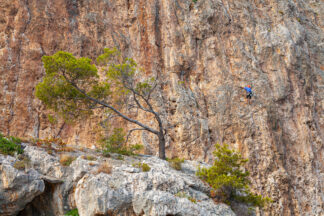 Climbing rock in Sveta Nedjelja, island Hvar, Croatia