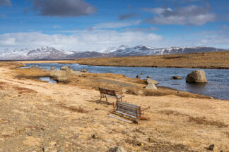 Old banches near the river, west side Iceland