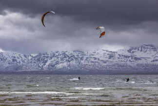 Kitesurfing near Tromso in Norway