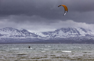 Kitesurfing near Tromso in Norway