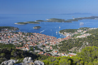 Panorama of Hvar town and Pakleni islands