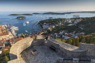 Panorama of Hvar town from the fort Fortica