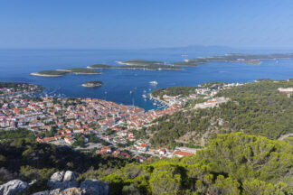 Panorama of Hvar town and Pakleni islands