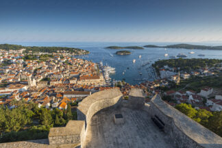 Panorama of Hvar town from the fort Fortica