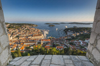 Panorama of Hvar town from the fort Fortica