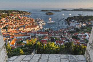 Panorama of Hvar town from the fort Fortica