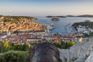 Panorama of Hvar town from the fort Fortica