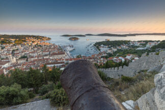 Panorama of Hvar town from the fort Fortica