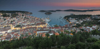 Panorama of Hvar town from the fort Fortica