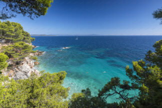 Rocky beach in Jagodna on island Hvar