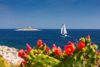 Sailing to lighthouse Pokonji dol on island Hvar