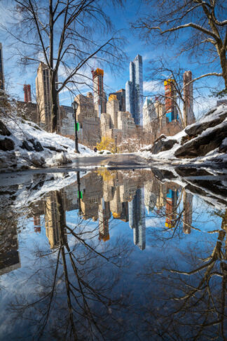 New York City winter reflection