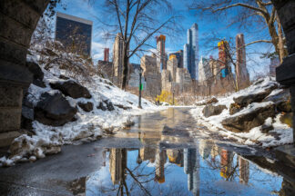 New York City, view to Manhattan from Central park in winter