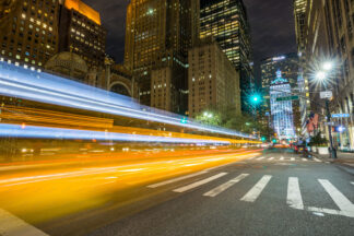 Madison avenue at night in New York City