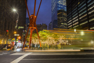 New York City, Red steel sculpture by Joie de Vivre Mark di Suvero in Zuccotti Park