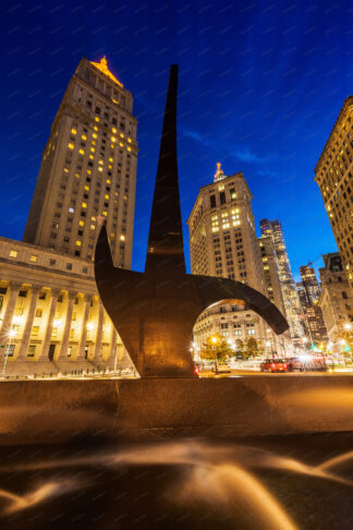 Triumph of the Human Spirit at Foley Square - Federal Plaza at night, New York City