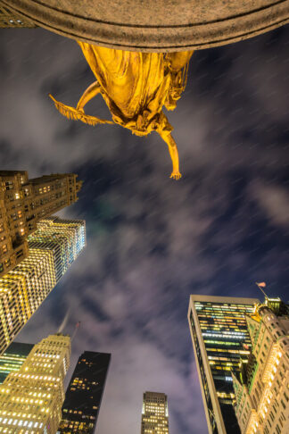 Golden William Tecumseh Sherman Monument on Grand Army Plaza in New York City