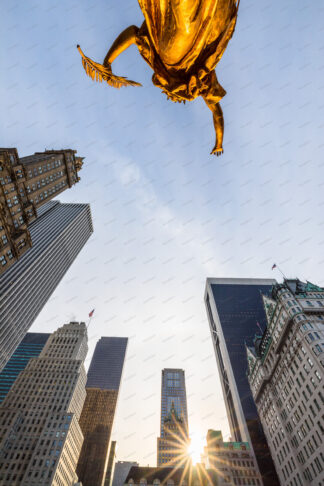 Golden William Tecumseh Sherman Monument on Grand Army Plaza in New York City